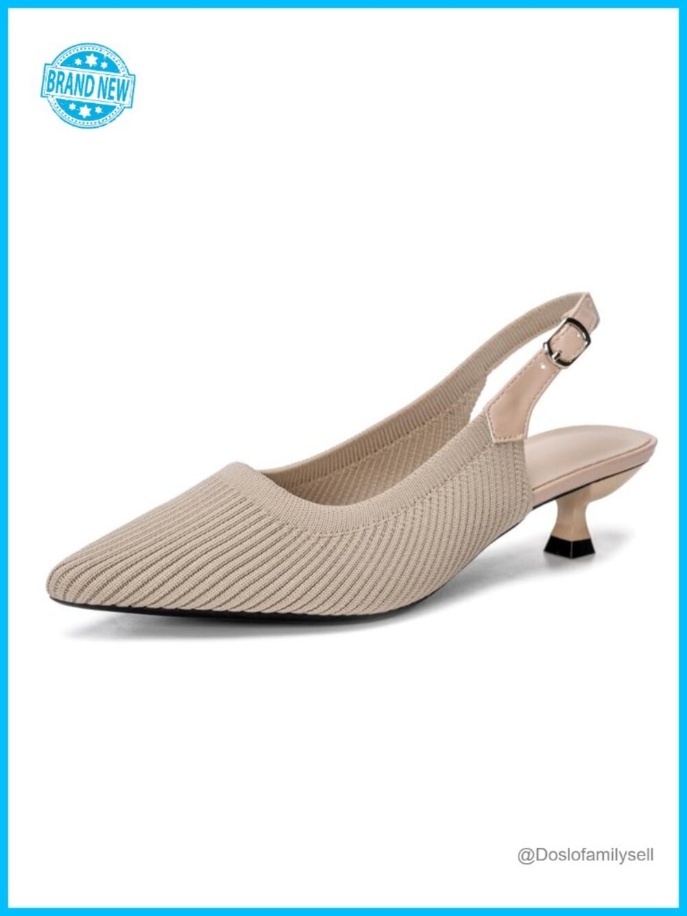 Slingback Kitten Heels Pointed Toe Knit Pumps for Work Office